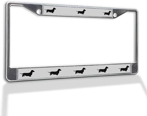 Fastasticdeals Metal Insert License Plate Frame Dachshund Black Weatherproof Car Accessories Chrome 2 Holes Solid Insert in Saudi Arabia