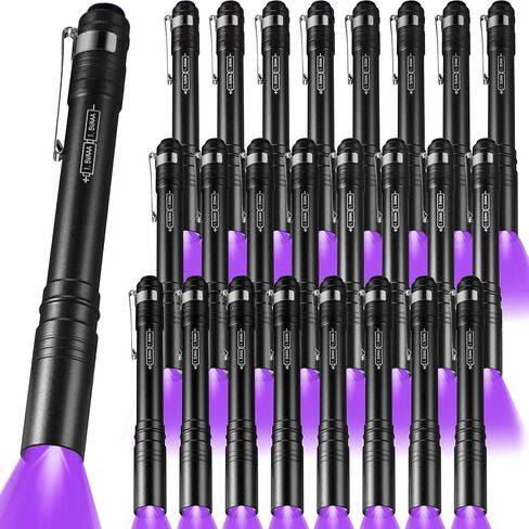 24 Pack UV Blacklight Flashlights Bulk ، 395nm UV Pen Light with Clip ، LED Handheld Blacklight Detector for Leak Pet Pet Urine Hotel Form in Kuwait