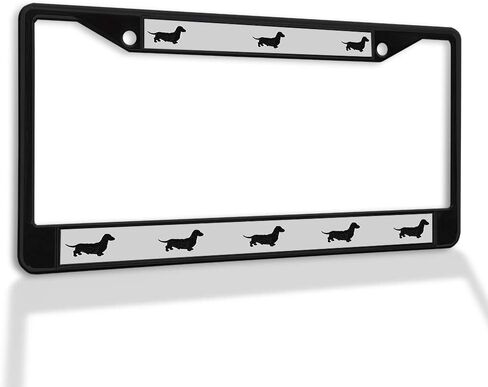 FastasticDeals المعدن إدراج لوحة ترخيص إطار dachshund سوداء سوداء مانعة للتسرب الإكسسوارات كروم 2 ثقوب إدراج صلبة in Kuwait