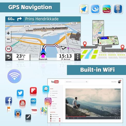 [4+64g] Hikity Android 15 Car Stereo لـ Toyota Vios Yaris 2007-2012 مع Carplay Android Auto ، 9 '' IPS Touch Screen Radio Bluetooth Link GPS WiFi SWC AI DSP/FM/RDS/32EQ CAM+MIC in Kuwait