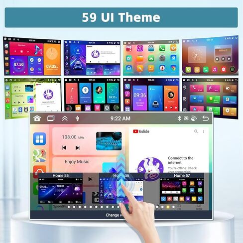 [4+64g] Hikity Android 15 Car Stereo لـ Toyota Vios Yaris 2007-2012 مع Carplay Android Auto ، 9 '' IPS Touch Screen Radio Bluetooth Link GPS WiFi SWC AI DSP/FM/RDS/32EQ CAM+MIC in Kuwait