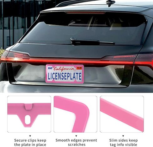 Black License Plate Frames, Stainless Steel, Car License Plate Holder with Screw Caps, Rattle Proof Pad Front Back License Plate Cover in Saudi Arabia