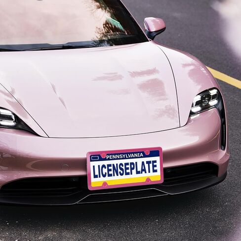 Black License Plate Frames, Stainless Steel, Car License Plate Holder with Screw Caps, Rattle Proof Pad Front Back License Plate Cover in Saudi Arabia