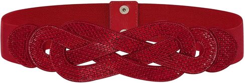 Women Belt Rhinestone Elastic Belt Wide Black Stretch Girls Waistband Waist Accessories for Dress in Saudi Arabia