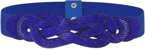 Women Belt Rhinestone Elastic Belt Wide Black Stretch Girls Waistband Waist Accessories for Dress in Saudi Arabia