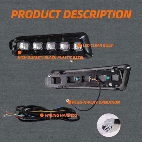 Frong Bumper Fog Light Compitable with 2021-2024 Bronco,LED Fog Light PP Material with Day Running Time and Turn Signal Lamp in Saudi Arabia
