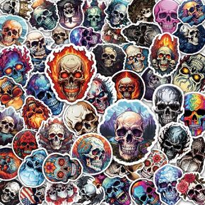 100 Pack Skull Stickers (Large Size), Skull Decal Sticker for Laptop, Phone, Car, Water Bottle, Stickers for Adult and Skull Lovers