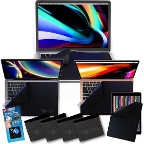WizDustCover قماش تنظيف من الألياف الدقيقة مقاس 16 بوصة، 15 بوصة، 14 بوصة، 13 بوصة لحماية لوحة المفاتيح وأجهزة الكمبيوتر المحمولة متعددة الأحجام/أغطية لوحة المفاتيح، 4 قطع (أسود) in Kuwait