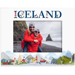KATE POSH Stunning Iceland-Themed UV Gloss Wooden Picture Frame – Perfect for Your Travel Memories (5x7-Vertical)