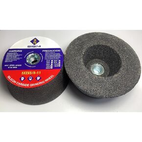 Flaring Cup Grinding Stone with Arbor Thread for Grinding Granite 5X2X5/8-11 (1 Pack) (Black SiC, 46 grit)