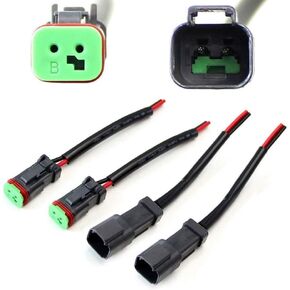 iJDMTOY 2-Pk Heavy Duty Deutsch DT DTP Male/Female Adapters Connectors Pigtails, Compatible with Cubic LED Pod Lights, LED Light Bar, LED Work Lamps, Fog Lights, etc