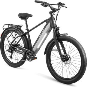 Schwinn Coston Adult Electric Hybrid Bike, Step-Thru and Step Over Frames, 7-Speed, 27.5 Inch Wheels, Aluminum Frame