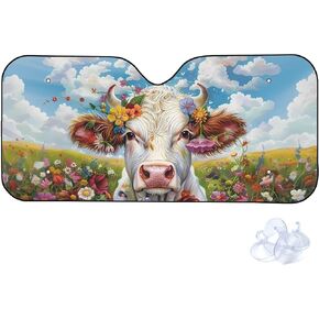 Funny Dog Family Car Sunshade Windshield, Sun Shield UV Ray Protection Foldable Sun Visor for Front Window Blocks Auto Interior Accessories