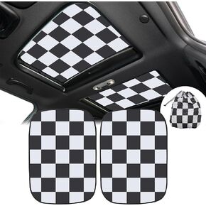 TOMALL Car Sunroof Shade Cover Compatible with Mini Cooper R56/F56/R60/F54/R55/F55 Car Accessories Foldable Anti-UV Ray 2Pcs Sun Shade Roof Trim for Countryman Clubman All Years Accessories(Checkered)