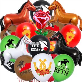 45 Pcs Kentucky Horse Derby Party Decorations Horse Racing Balloons Including Horse Latex Balloon Horse Rose Foil Balloon for Horse Racing Preakness Bridal Shower Party Decoration Supplies (black)