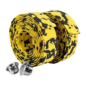Bike Handlebar Tape, Soft Bicycle Handle Bar Grip Tape Wrap Bandage with 2 Bar Plugs for Touring Cycling and Road Racing 2PCS Per Set