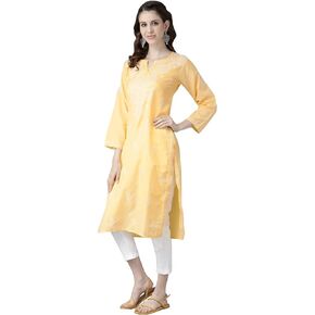 Ada Indian Traditional Hand Embroidered Chikankari Cotton Kurta Pant Set for Women LTSF