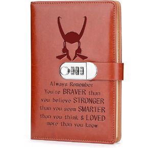 Loki Lover Gifts Leather Combination Lock Notebook I Am Burdened With Glorious Purpose Journal Combination Lock Notebook TV Show Gift Birthday Graduation Gifts for Son Daughter (I Am Burdened)
