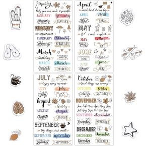 24 Sheets Monthly Planner Stickers Creative Journaling Stickers Aesthetic Calendar Planner Stickers for Calendars Planners Paper Book Decoration Accessories Scrapbooking