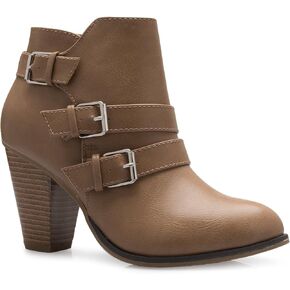 Olivia K Women's Classic Stacked Wood heel with Side Zipper Enclosure - Adjustable Ankle Straps with Buckle