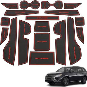 Custom Interior Accessories 18PCS for Mitsubishi Outlander 2022 2023 Center Console Cover Door Slot Pad Cushion Non-Slip Gate Slot Pad Cup Holder Liners Mat(Red)
