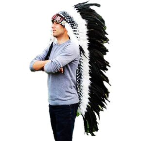Theworldoffeathers Long Feather Headdress | Native American Indian Inspired (43 Inch)