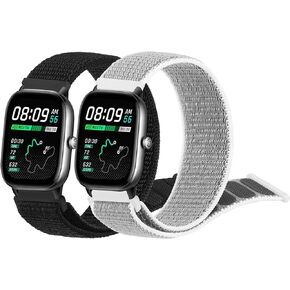 2 Pack Nylon Bands for Amazfit GTS,GTS2,GTS 2e,GTS 2 mini, 20mm Quick Release Soft Breathable Sport Replacement Watch Strap for Amazfit Bip U Pro/Bip/Bip Lite/Bip S/Bip S lite/Bip U (Black+Cape Blue)