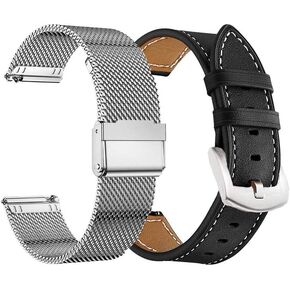YEEJOK Galaxy Watch 6/5/4 Bands 44mm 40mm for Men Women, Compatible for Samsung Galaxy Watch 6 Classic 47mm 43mm Bands, Galaxy Watch5 Pro 45mm, Galaxy Watch 4 Classic 46mm 42mm Watch Bands Replacement, Metal Woven+Leather