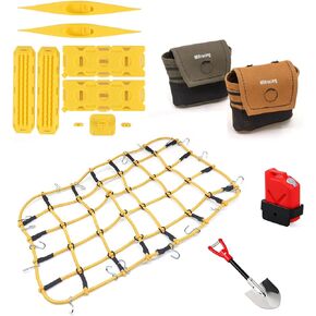 RC 1:10 Crawler Car roof Decoration Accessory Set, Simulation Decorative Package, Luggage Net, Fuel Tank, Shovel, Recovery Board Set Compatible with 1/10 RC Crawler Truck