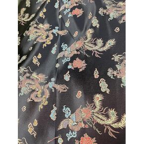 Chinese Dragon Brocade Fabric Sold by The Yard (Black)