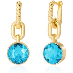 Lourny Gold Crystal Hoop Earrings for Women, 18K Gold Plated Round Cubic Zirconia Dangle Women Trendy Earrings Jewelry Gifts for Mother Wife