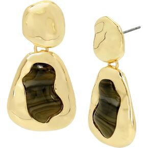 Robert Lee Morris Soho Womens Labradorite Sculpted Hoop Earrings