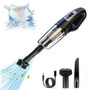 Handheld Car Vacuum Cleaner, 9000PA Strong Suction Rechargeable Vacuum Cleaner, Portable Vacuum Cleaner with 3 Types of Nozzles, Suitable for Cars/Home/Office (Black)