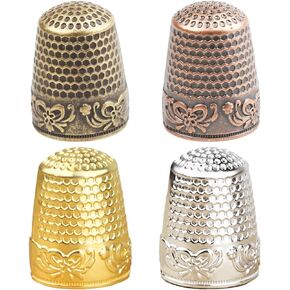 BLMHTWO 4 Pieces Sewing Thimble, Metal Thimbles for Hand Sewing Finger Protector Sewing Thimbles for Fingers Thimbles for Hand Embroidery, Accessories DIY Sewing Tools
