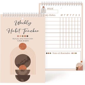 55 Sheets Weekly Habit Tracker Weekly Planner Spiral Notebook Habit Tracker Journal Spiral Bound Habit Planner Weekly Planner Notebook for College Student Weekly Organizer (Boho Style)
