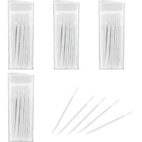 WLLHYF 200Pcs Double Head 50pcs/Box Plastic Toothpick Double-Head Dental Toothpicks, Dental Floss Interdental Toothpick Brush Teeth Stick (Blue)