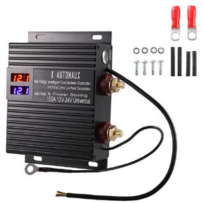 X AUTOHAUX 1 Set 12V/24V 150Amp Universal Dual Battery Smart Isolator Kit Dual Battery Isolation Protection Controller Sensitive Relay Starter Controller for Car RV Truck ATV UTV Camper Boat