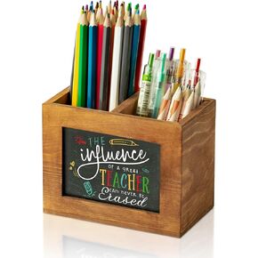 MallMALL6 هدايا تقدير المعلم حامل قلم رصاص مربع الشكل حامل قلم السبورة للمعلم، ممحاة منظم سطح المكتب الخشبي هدية عيد ميلاد لديكور المدرسة والمكتب والفصول الدراسية in Kuwait