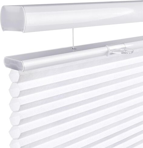 ستائر خلوية لاسلكية من أعلى إلى أسفل من أسفل إلى أعلى للنوافذ، ستائر على شكل قرص العسل وظلال، مرشحة للضوء باللون الأبيض، مقاس 42 بوصة عرض × 64 بوصة ارتفاع in Kuwait