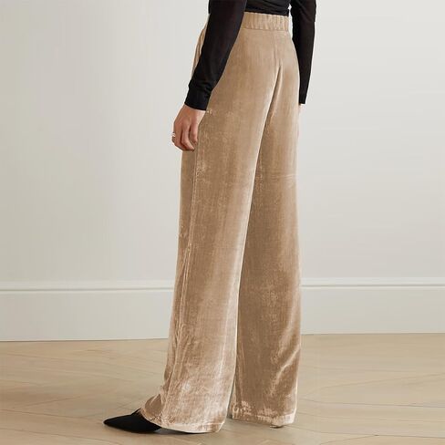 IBAKOM Velvet Pant for Women High Waist Wide Leg Palazzo Pants with Pocket Office Lady Fall Winter Xmas Flare Baggy Trouser in Saudi Arabia