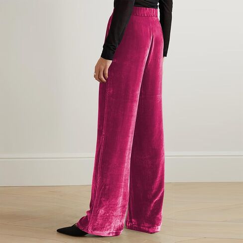 IBAKOM Velvet Pant for Women High Waist Wide Leg Palazzo Pants with Pocket Office Lady Fall Winter Xmas Flare Baggy Trouser in Saudi Arabia