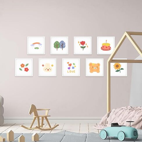 8x8 Picture Tiles | Mix Tiles Picture Frames Stick on Wall | Photo Tiles Peel and Stick Picture Frames as Gallery Wall Frame Set (Black - 9 Pcs) in Saudi Arabia