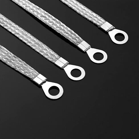 حزام أرضي عالمي للسيارات، 6 قطع مقاس 12 بوصة، طقم حزام كابل أرضي لمحرك السيارة، حزام نحاسي مضفر احترافي عالي التحمل لشاحنات الدفع الرباعي لمعظم السيارات (فضي 2) in Saudi Arabia