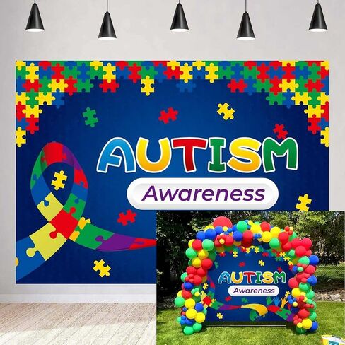 Autism Awareness Backdrop Accept Understand Love April Puzzle Photography Background Autism Awareness Month Photography Studio Photo Background 7x5FT in Saudi Arabia