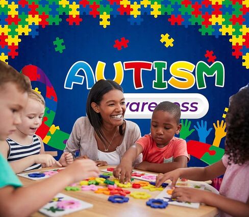 Autism Awareness Backdrop Accept Understand Love April Puzzle Photography Background Autism Awareness Month Photography Studio Photo Background 7x5FT in Saudi Arabia