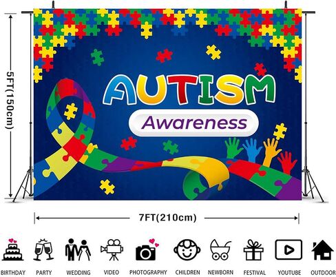 Autism Awareness Backdrop Accept Understand Love April Puzzle Photography Background Autism Awareness Month Photography Studio Photo Background 7x5FT in Saudi Arabia