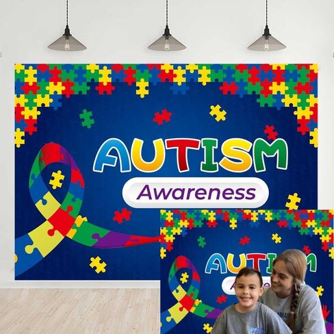 Autism Awareness Backdrop Accept Understand Love April Puzzle Photography Background Autism Awareness Month Photography Studio Photo Background 7x5FT in Saudi Arabia