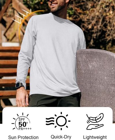 Men's UPF 50+ Long Sleeve Tee Shirts UV Sun Protection Quick Dry Tee Shirt Swim Athletic Running Workout in Saudi Arabia