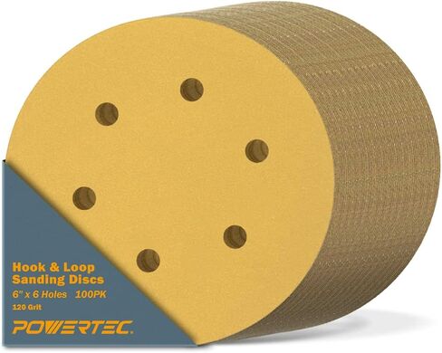 POWERTEC 45208G-50-P2، 80 حبيبة، 6 بوصة 6 فتحات هوك وحلقة صنفرة لأقراص الصنفرة المدارية العشوائية، 100PK in Saudi Arabia