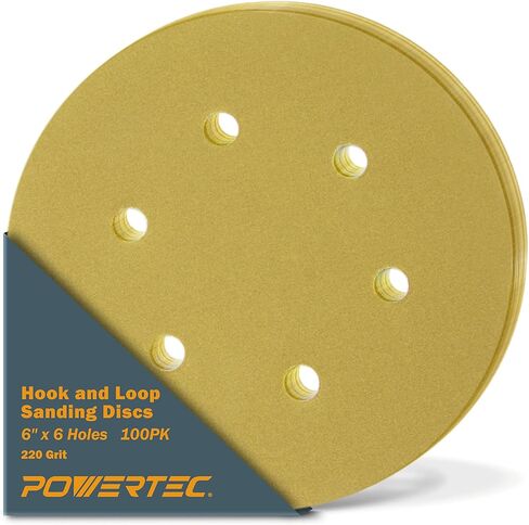POWERTEC 45208G-50-P2، 80 حبيبة، 6 بوصة 6 فتحات هوك وحلقة صنفرة لأقراص الصنفرة المدارية العشوائية، 100PK in Saudi Arabia